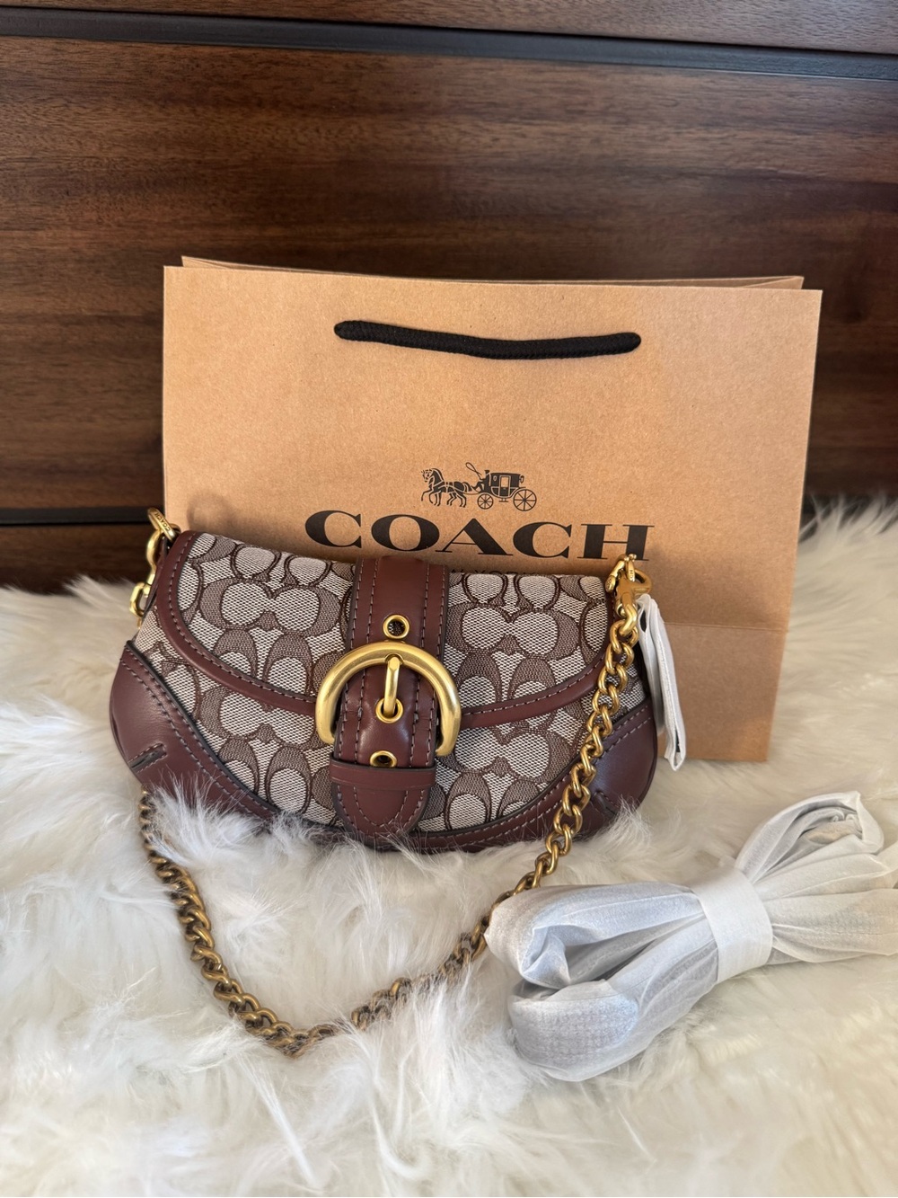 COACH mini soho bag brown comes with long strap new never used